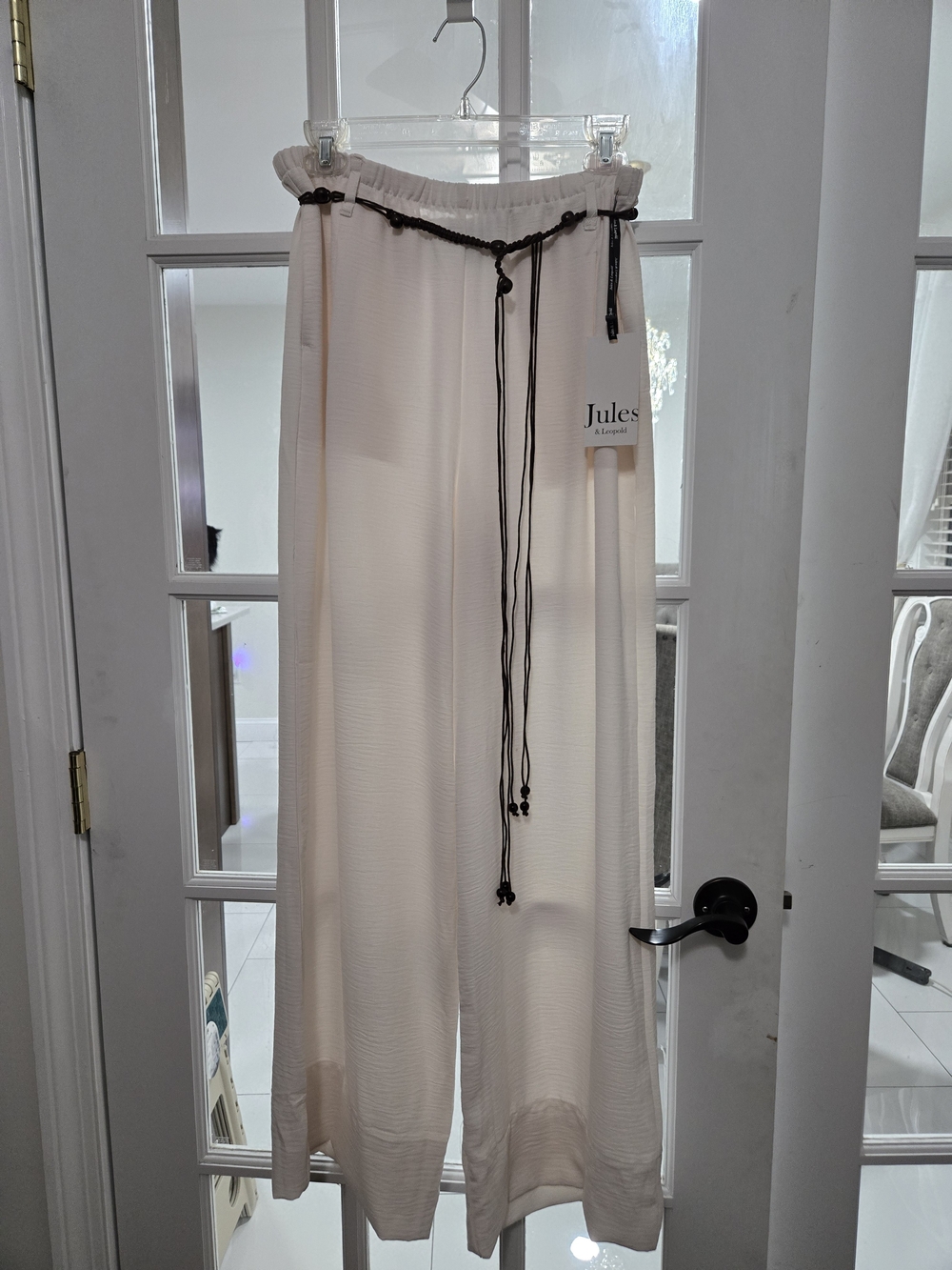 Joules Cream Wide-Leg Drawstring Pants - Relaxed Fit